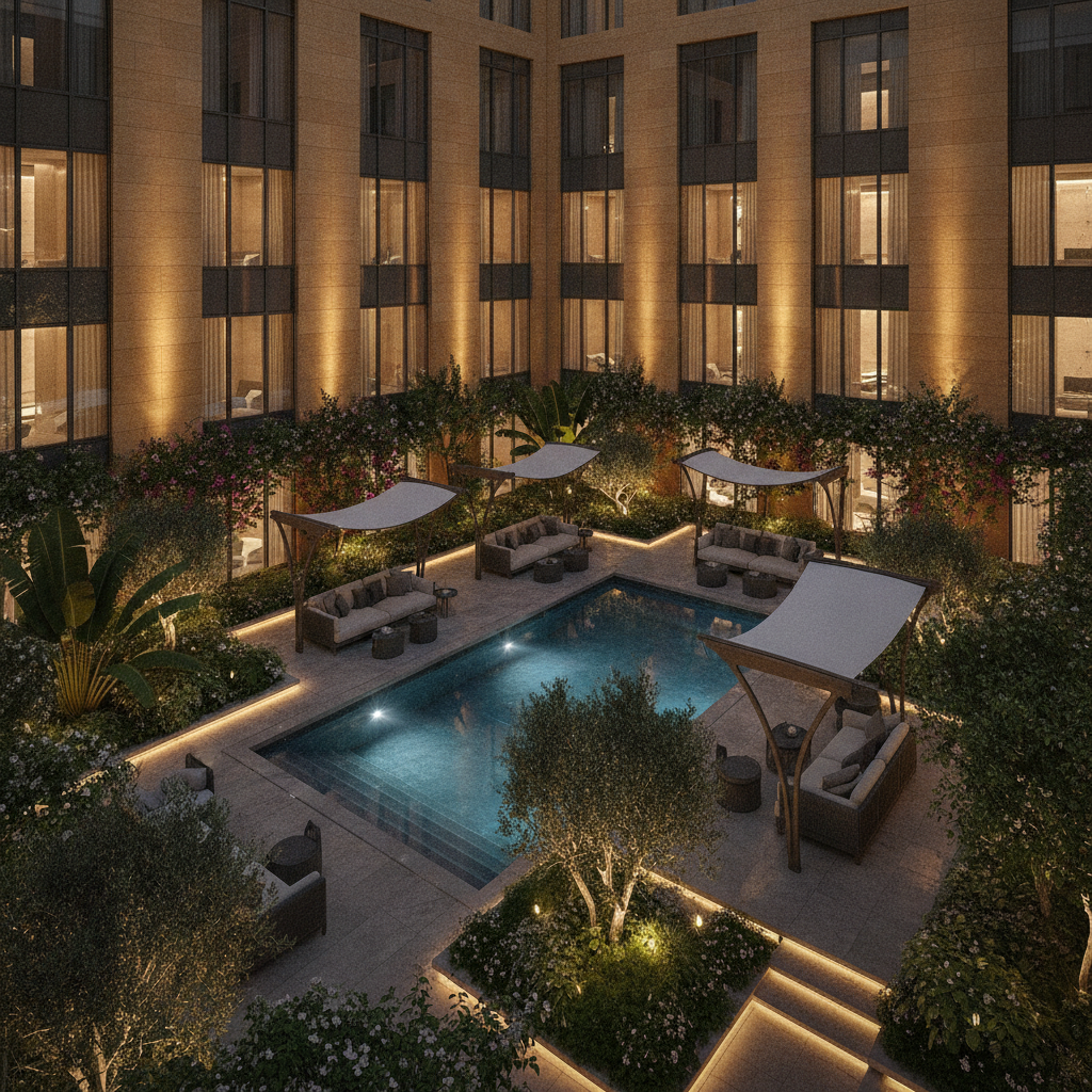 Urban Hotel Courtyard — From Transit Space to Destination